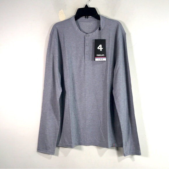 FOURLAPS Long Sleeve Radius Henley Shirt, Size S - Grey Heather Men's - Picture 1 of 11